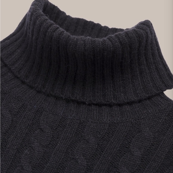 Jenni Kayne Black Cable Knit Turtleneck Sweater - Picture 6 of 6